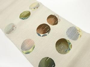 丸に横段・花模様織出し袋帯